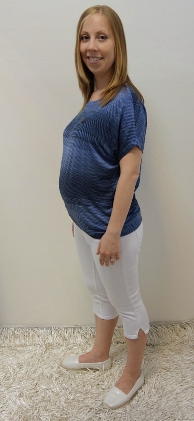 Těhotenské oblečení - těhotenské tříčtvrťáče s halenkou